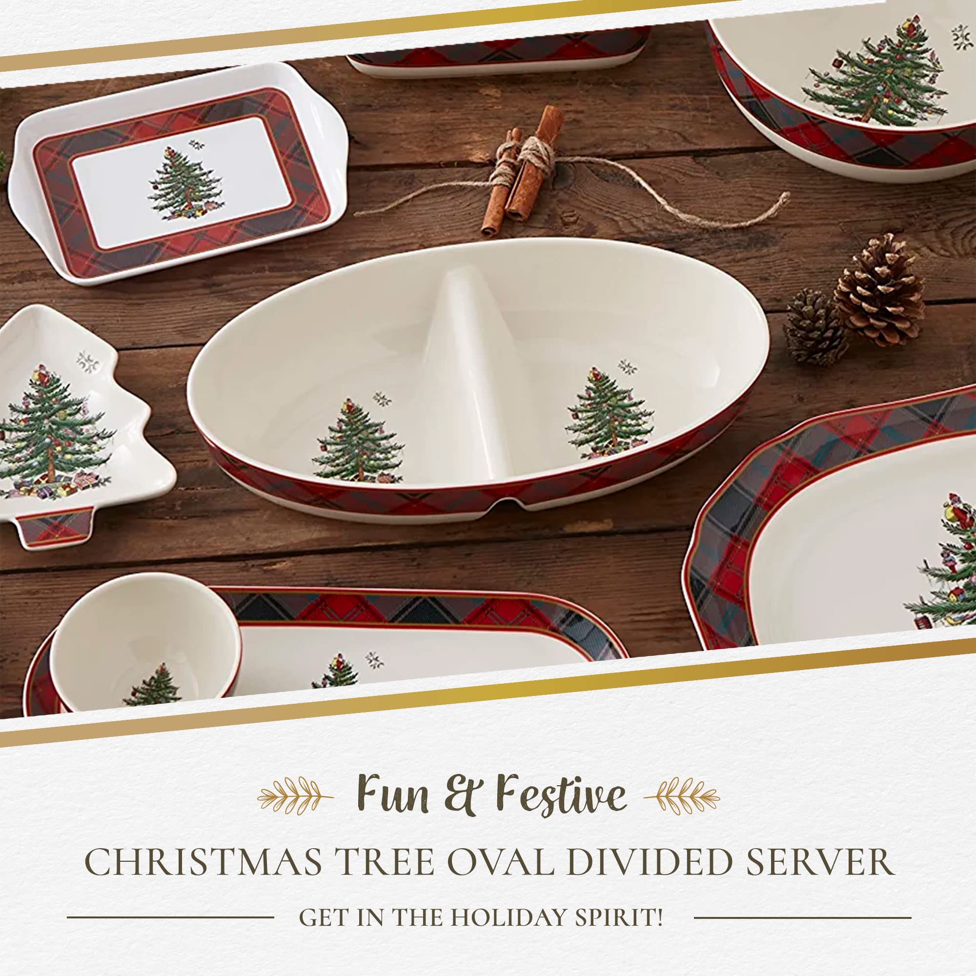 Amazon.co.jp: Spode クリスマスツリーコレクション タータン楕円形